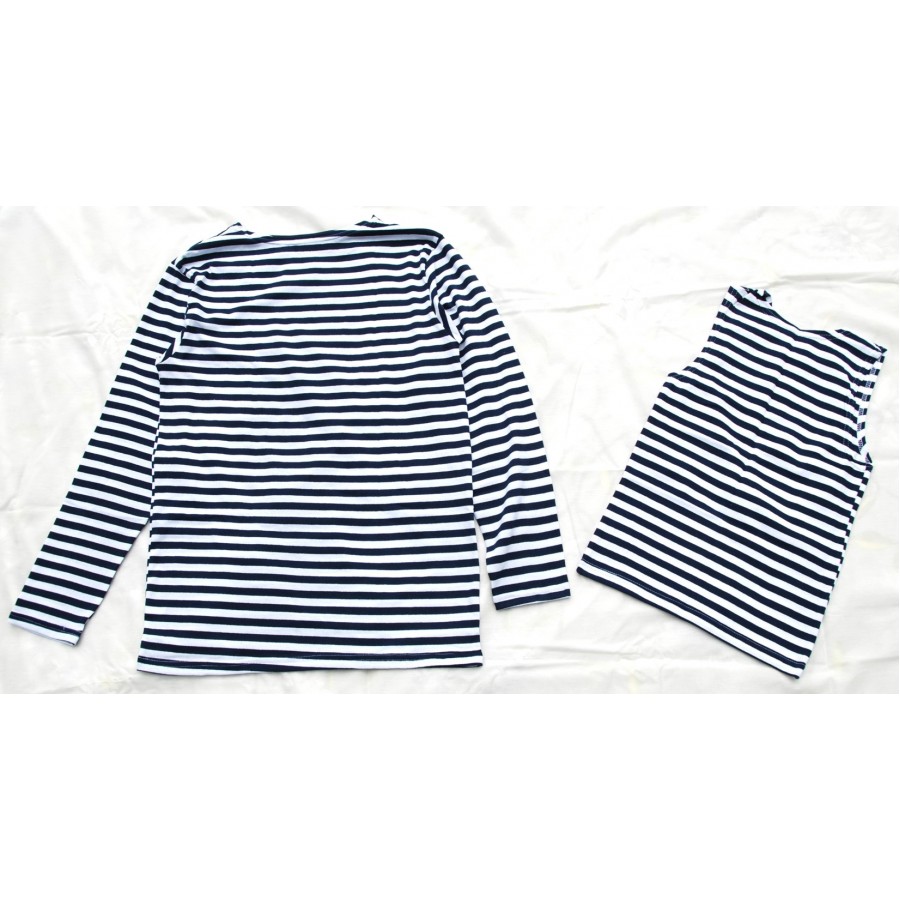 Children Sleeveless Summer Telnyashka Shirt Dark Blue Stripes